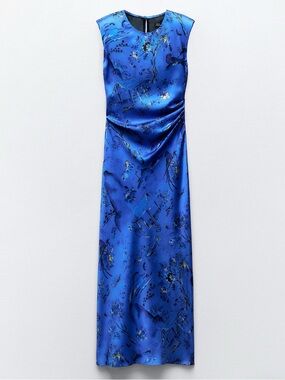 NWT Zara Satin Effect Print Dress